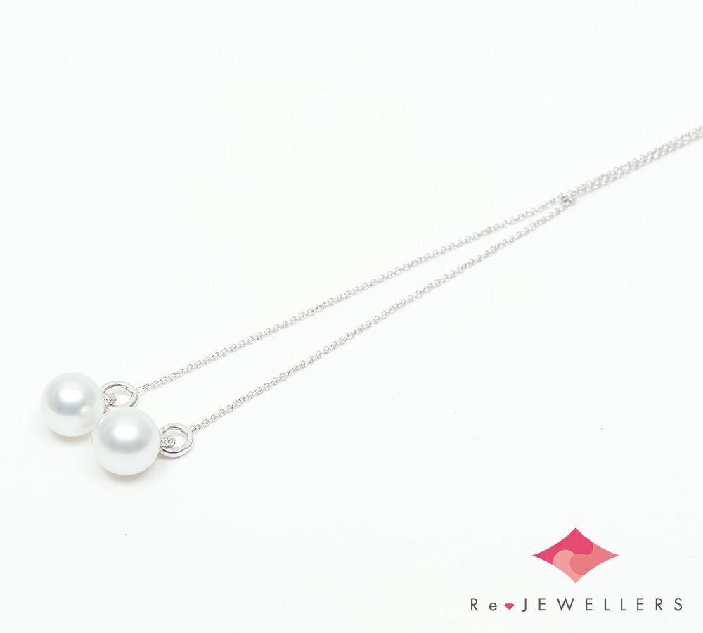 ミキモト ラリエット 11.7/11.2mm パール(真珠) ダイヤモンド 18金
