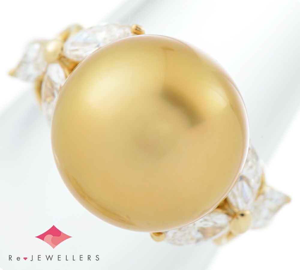 ミキモト 12.8mm ゴールデンパール(南洋真珠) ダイヤモンド 計0.80ct