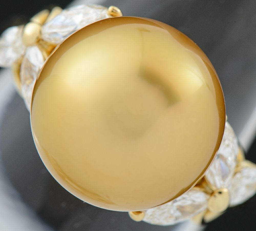 ミキモト 12.8mm ゴールデンパール(南洋真珠) ダイヤモンド 計0.80ct