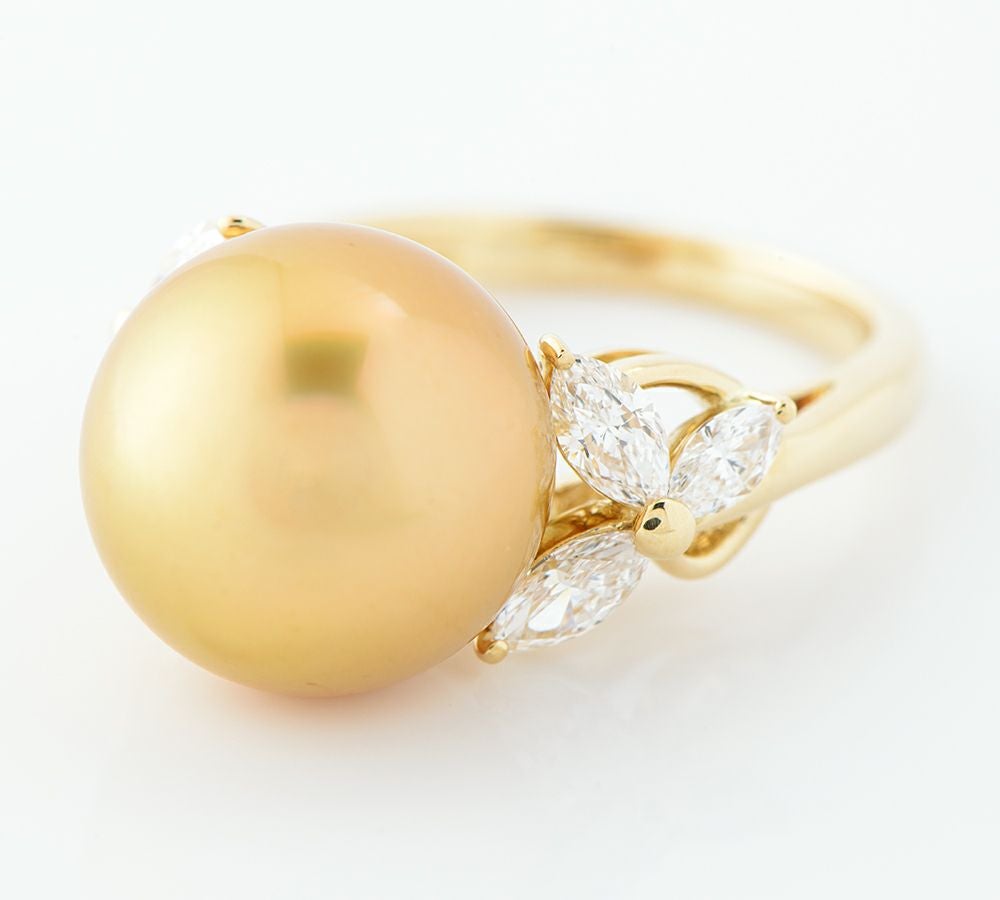 ミキモト 12.8mm ゴールデンパール(南洋真珠) ダイヤモンド 計0.80ct
