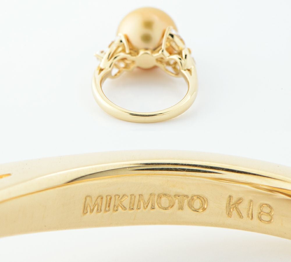 ミキモト 12.8mm ゴールデンパール(南洋真珠) ダイヤモンド 計0.80ct