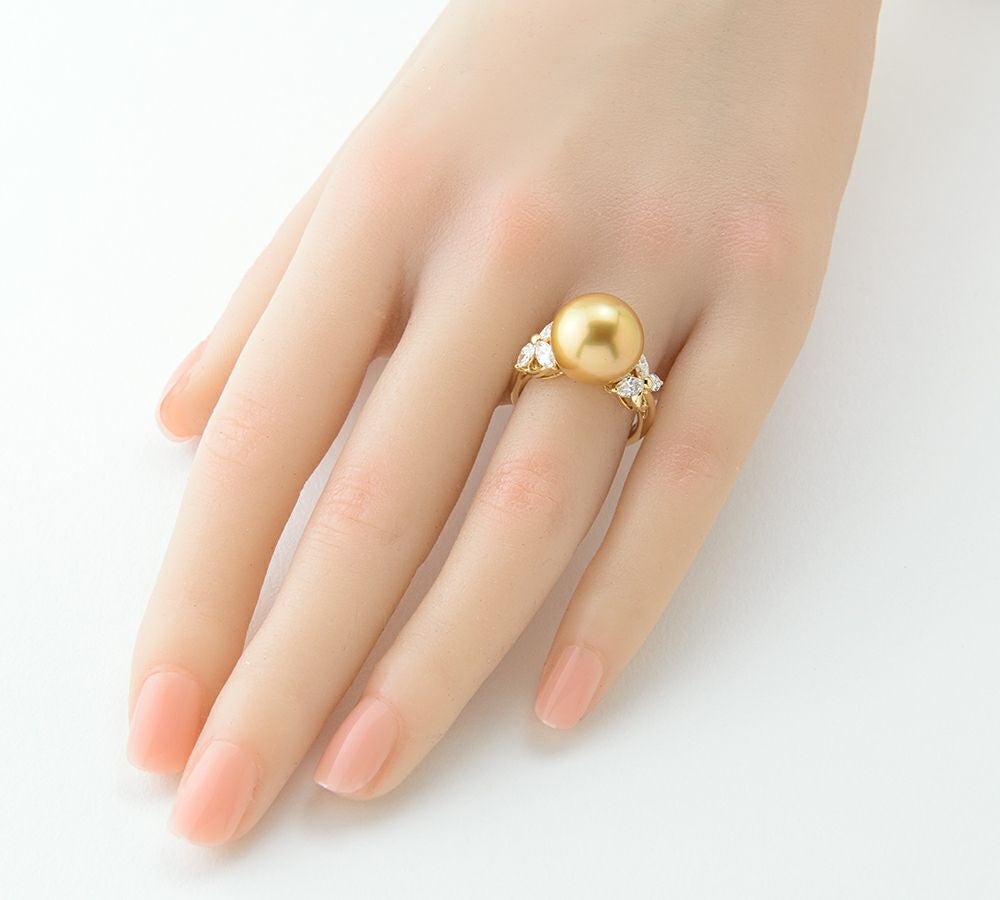 ミキモト 12.8mm ゴールデンパール(南洋真珠) ダイヤモンド 計0.80ct