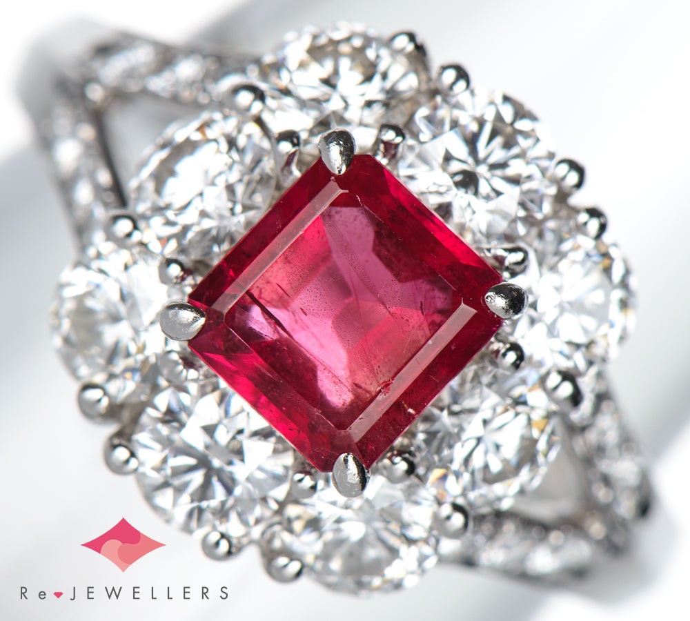 ビックスバイト レッドベリル0.854ct ダイヤモンド 計1.87ct プラチナ