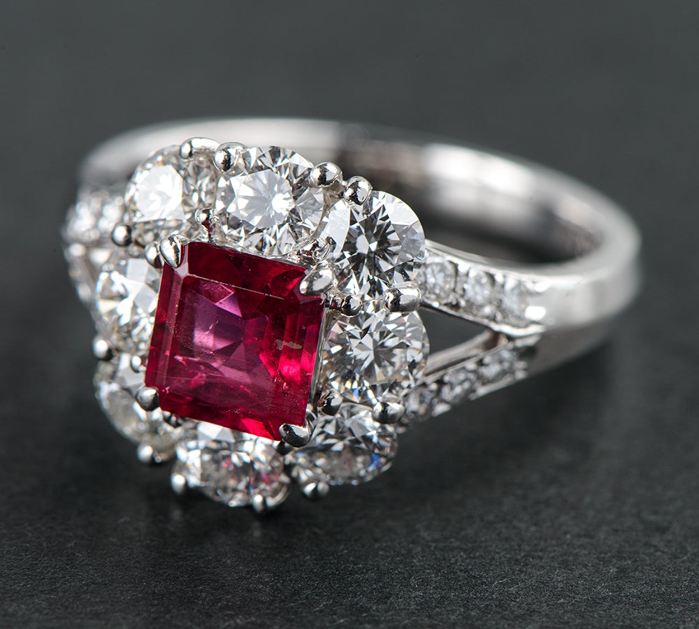 ビックスバイト レッドベリル0.854ct ダイヤモンド 計1.87ct プラチナ