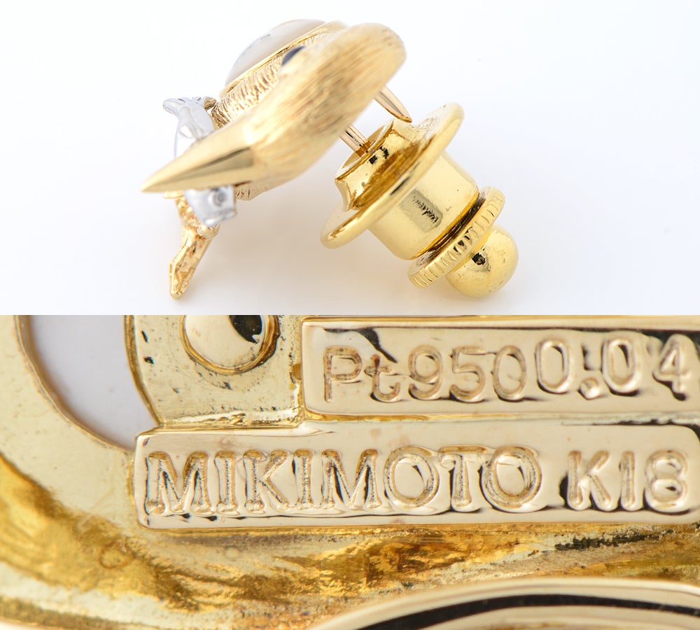 ミキモト ピクウェ 鳥モチーフ ブルーサファイア0.04ct シェル 18金
