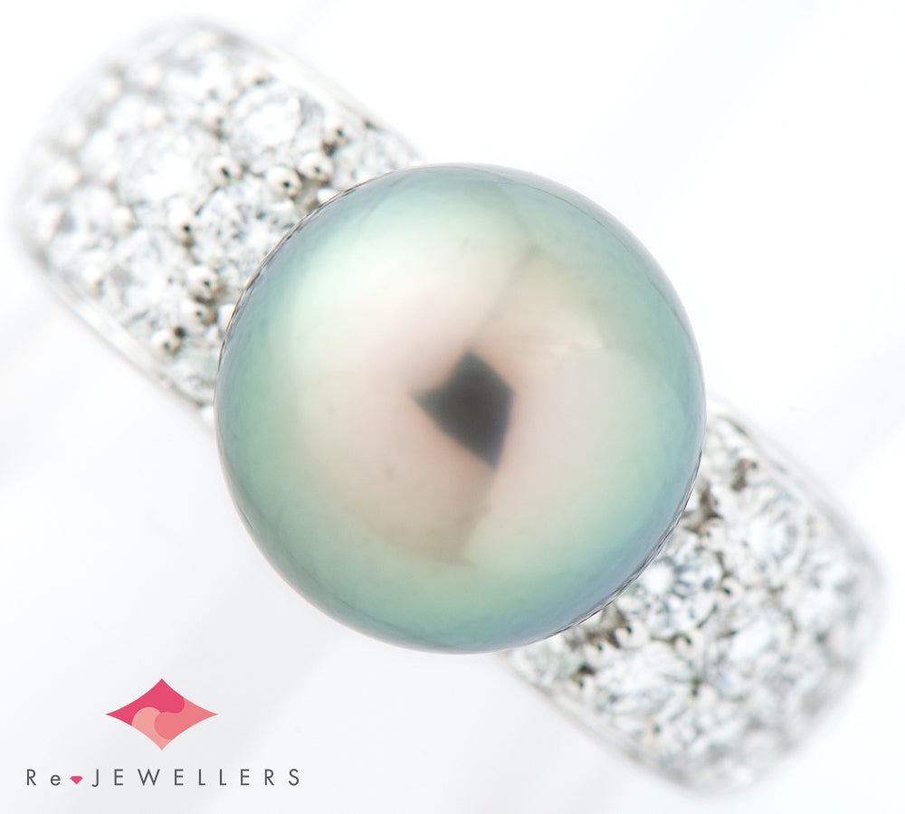 ミキモト 10.2mm 黒蝶真珠(南洋真珠) ダイヤモンド 計1.08ct プラチナ