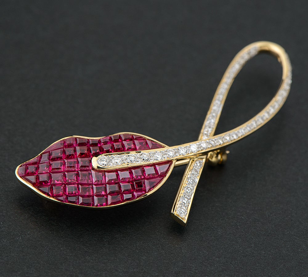 ミステリーセッティング リーフモチーフ ルビー ダイヤモンド 計0.60ct