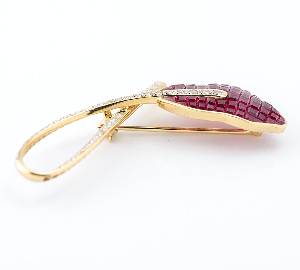 ミステリーセッティング リーフモチーフ ルビー ダイヤモンド 計0.60ct