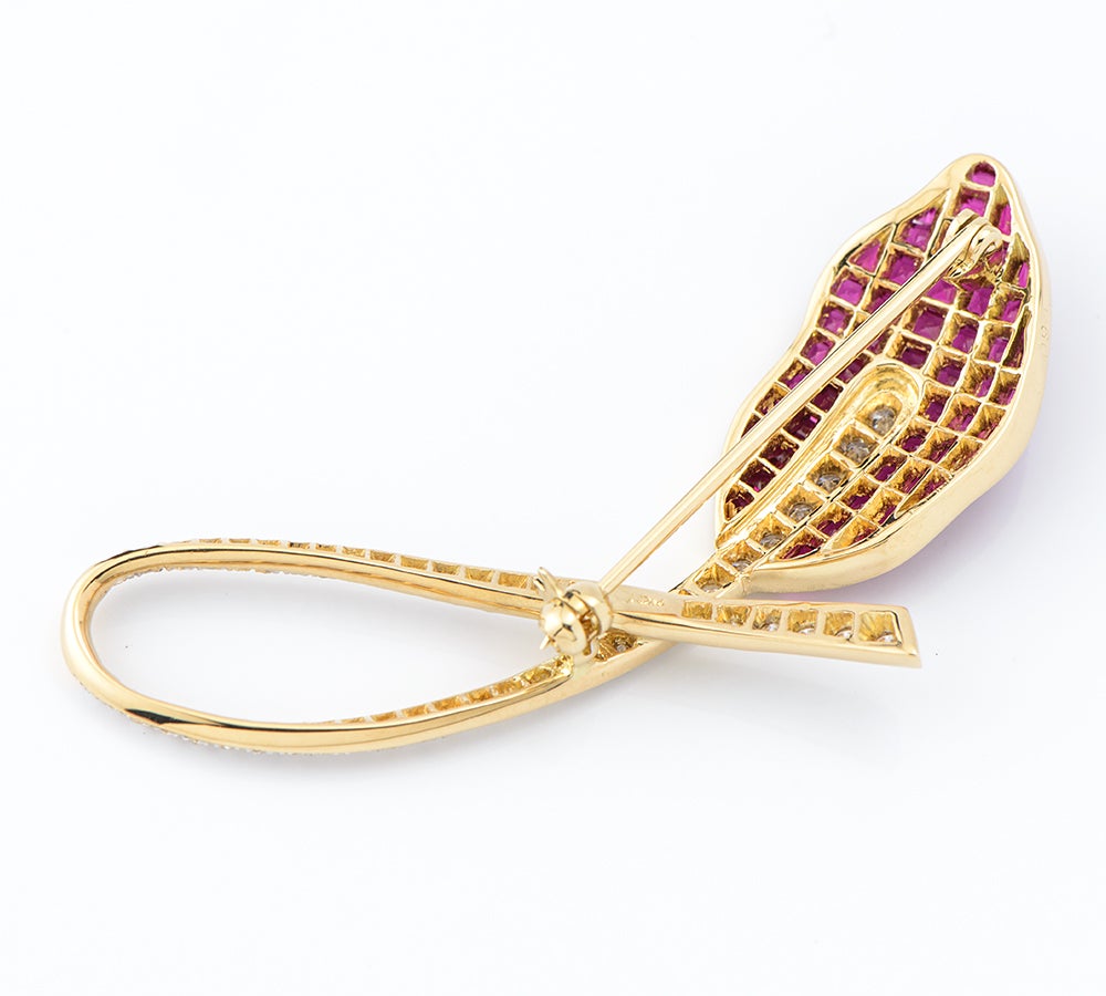 ミステリーセッティング リーフモチーフ ルビー ダイヤモンド 計0.60ct