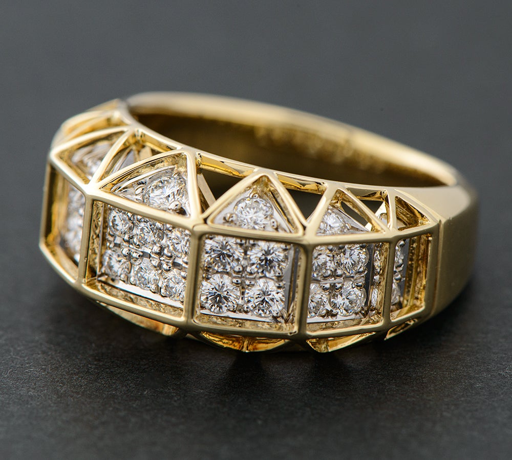 ★小寺智子★ ダイヤリング k18 イエローゴールド D0.18ct 小寺智子 TOMOKO KODERA NY アーキテクチャー ダイヤモンド計1.06ct 18