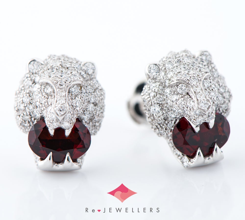 グッチ(GUCCI) ライオンヘッド ガーネット ダイヤモンド 計0.37/0.37ct