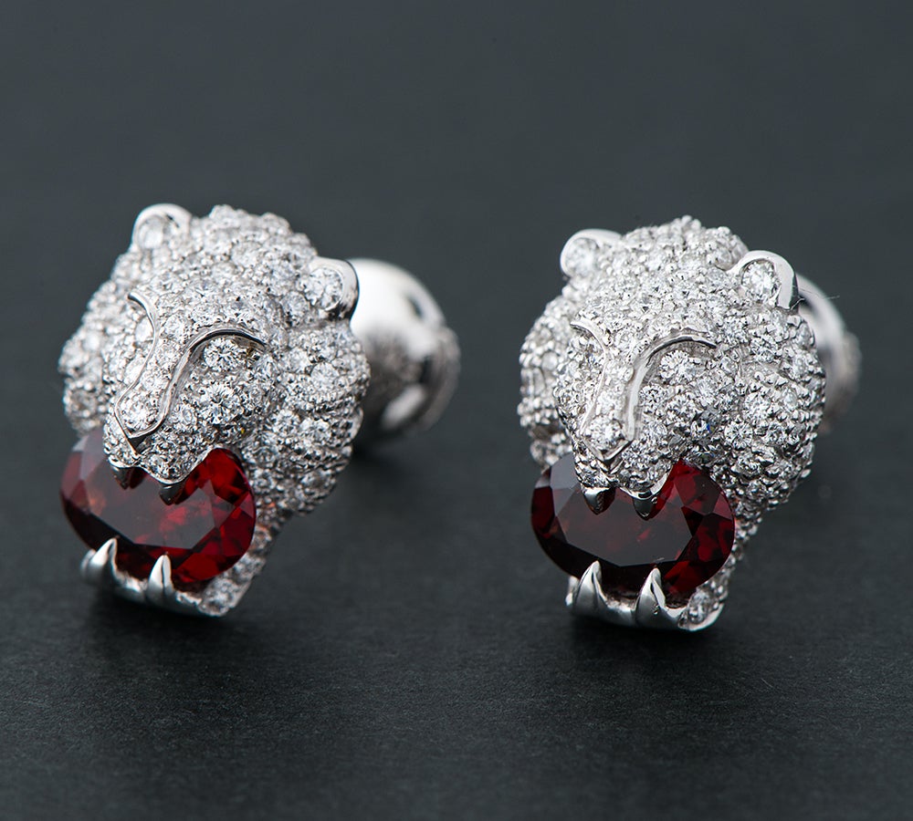 グッチ(GUCCI) ライオンヘッド ガーネット ダイヤモンド 計0.37/0.37ct